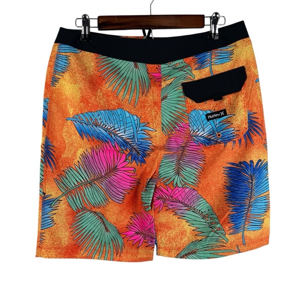 Hurley La Palma 20 in. Boardshorts Light Zitron Men's 29 Orange Blue Leaves NEW - Picture 3 of 11